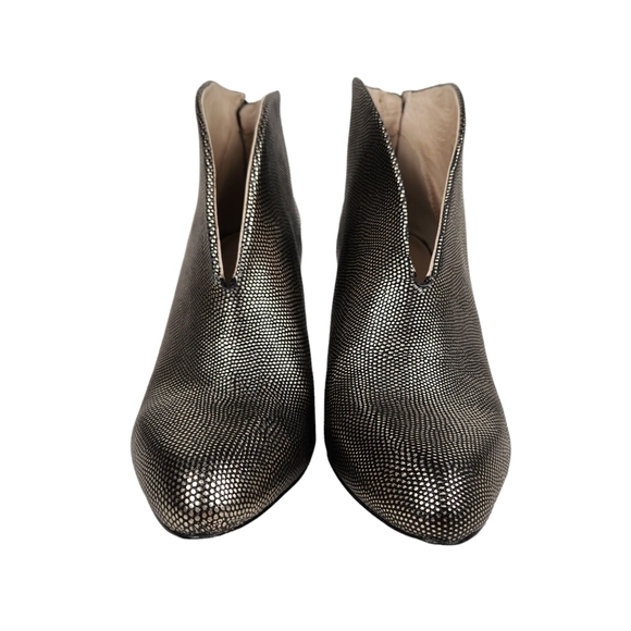 Louise et Cie Ghisonni Metallic Gold Black Heeled Booties Leathe Women's Size 10 - Picture 6 of 14